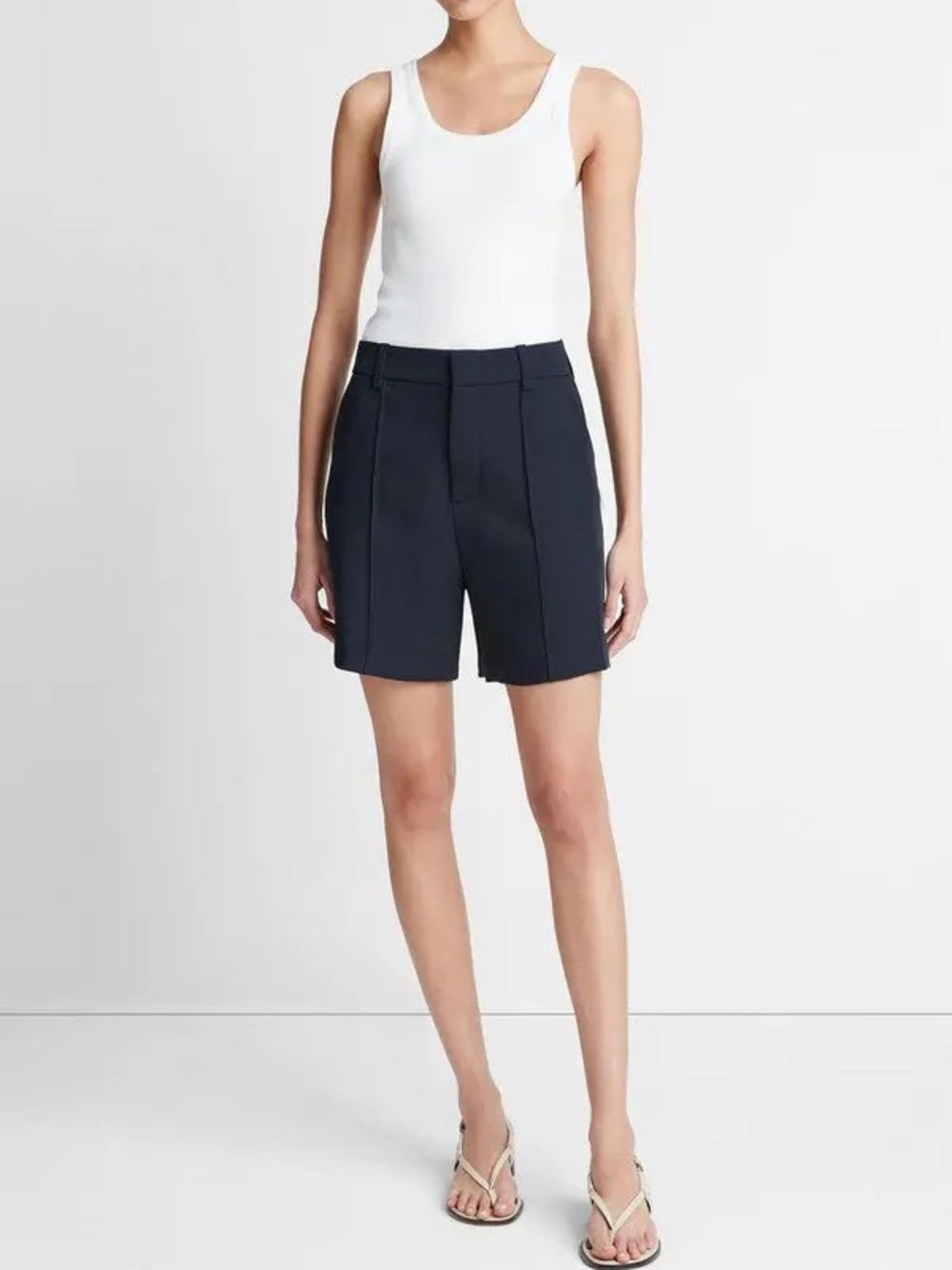 Vince Navy Tailored Pleat-Front Women's Shorts